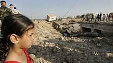 Libanonská dívka si prohlíí následky izraelských nálet na jih zem. (12....