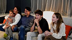 Justin Trudeau, jeho manelka Sophie a jejich dti Hadrien, Xavier a Ella-Grace...