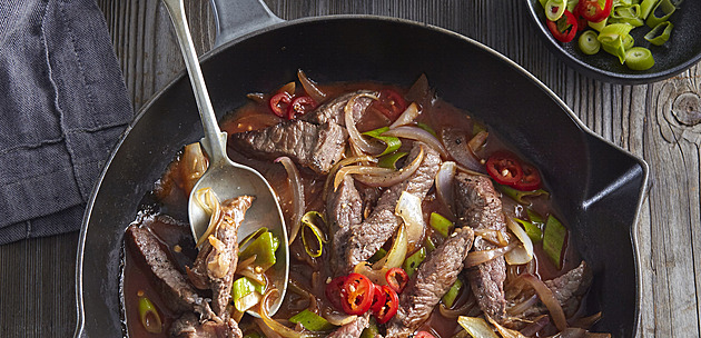 Katův šleh z hovězího masa: Pikantní směs s cibulí a chilli