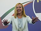 Vdkyn krajn pravicové strany Brati Itálie Giorgia Meloniová oslavuje...