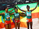 Etiopanky Letesenbet Gideyová, Gudaf Tsegayová a Ejgayehu Tayeová si rozdlily...