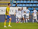 Liberetí fotbalisté slaví gól v utkání proti Zlínu.