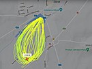 Letová trasa vrtulníku Black Hawk bhem haení poáru v ebráku