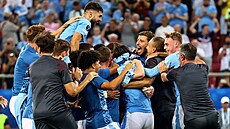 Fotbalisté Manchesteru City slaví triumf v Superpoháru UEFA.