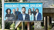 Billboard slovenského hnutí Progresivní Slovensko v Bratislavě (19. července...