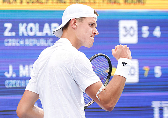eský tenista Jakub Meník se raduje z postupu do hlavní soute US Open.