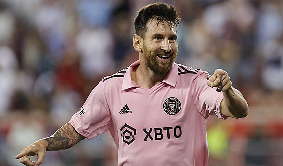 Lionel Messi z Interu Miami slaví svj gól v utkání MLS proti New York Red...