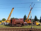 Pevoz historické parní lokomotivy z nádraí ve Velkém Bezn do depozitáe...