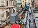 Hradecká ulice V Kopeku se opravuje, projdou tudy jen pí. (9. srpna 2023)