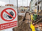 Opravy na hradeckém Velkém námstí (9. srpna 2023)