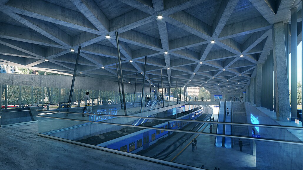 Vizualizace stanice Nádraí Veleslavín