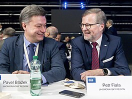 Leden 2020, Pavel Blaek a Petr Fiala na kongresu ODS v O2 Universum. 