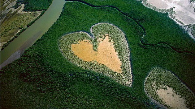 Heart of Voh. Slavná fotka mangrovového mokadu ve tvaru srdce v Nové Kaledonii