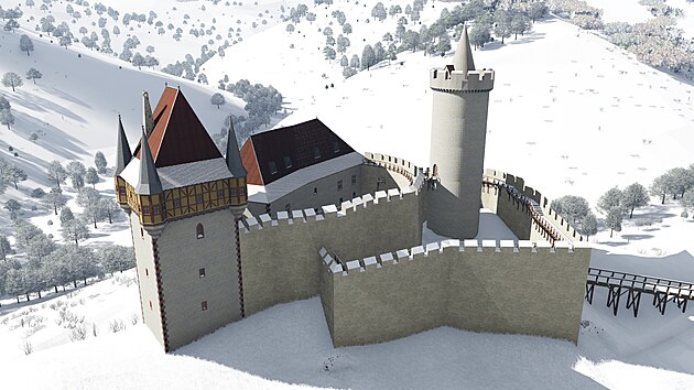 Podoba hradu Pertejn kolem roku 1350