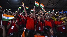 Indie oslavuje úspné pistání kosmické lodi andrájan-3 na Msíci. (23. srpna...