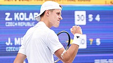 eský tenista Jakub Meník se raduje z postupu do hlavní soute US Open.