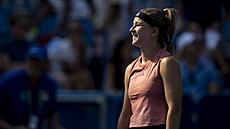 Karolína Muchová se raduje z postupu do finále turnaje v Cincinnati.