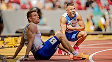 Sprinter Ondej Macík bhem atletického MS v Budapeti.