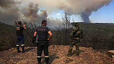 etí hasii pozorují poáry v národním parku Dadia. (21. srpna 2023)