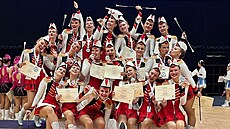 Ma�oretky seniorské kategorie na stupních vít�zek b�hem mistrovství sv�ta v...