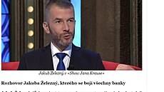 Ukázka podvodného inzerátu - vymylený rozhovor Jakuba elezného o investování...