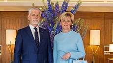 eský prezident Petr Pavel a jeho manelka Eva Pavlová na recepci ped...
