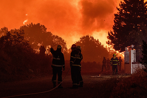 etí hasii bojují s plameny u vesnice Jannuli na východ ecka. (31. srpna...
