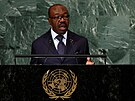 Gabonský prezident Ali Bongo Ondimba hovoí na 77. zasedání Valného shromádní...