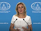 Mluví ruského ministerstva zahranií Marija Zacharovová na tiském brífinku...