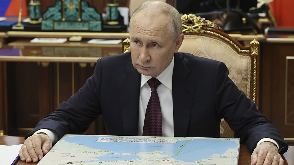 Ruský prezident Vladimir Putin na jednání v Moskv (24. srpna 2023)