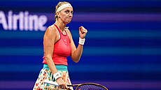 Tenistka Petra Kvitová se raduje ve druhém kole US Open.