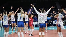 Srbské volejbalistky slaví na Euru výhru nad eskem.