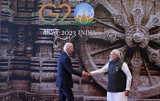 Indický prezident Naréndra Módí s americkým prezidentem Joem Bidenem na summitu...