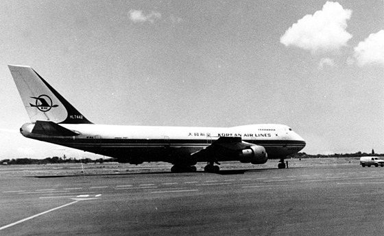 Jihokorejský Boeing-747 na snímku z Havaje v roce 1982