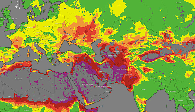 Od zelené po fialovou, populární aplikace předpovídá riziko požárů pro celý svět