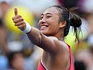 eng chin-wen se raduje z vítzství v osmifinále US Open.