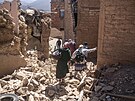 Následky zemtesení ve vesnici Moulay Brahim nedaleko Marrákee (9. záí 2023)