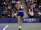 Markéta Vondrouová se raduje z povedeného fiftýnu ve tetím kole US Open.