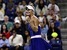 Markéta Vondrouová se raduje z postupu do osmifinále US Open.