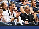 Plavec Michael Phelps léka Vivek Murthy sledují tvrtfinálový zápas US Open...