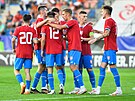 etí fotbalisté do 21 let se radují z gólu v pípravném duelu se Slovenskem.