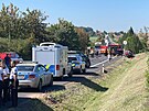Nehoda na silnici I/7 nedaleko Slaného (7. záí 2023)