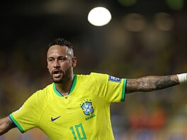 Neymar slaví branku v zápase proti Bolívii.