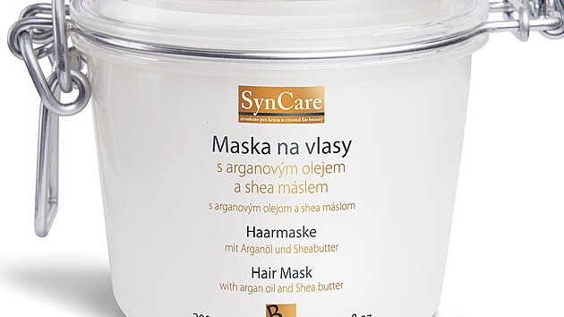 Vlasov maska SynCare spojuje slu arganovho oleje se shea mslem, doke chrnit vlasy ped negativnmi vlivy, nemastn je a nijak nezatuje, cena 319 K