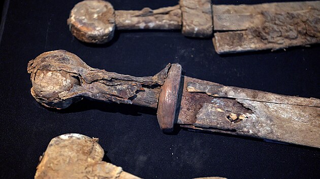 Izraelt archeologov ukazuj tyi mee z doby msk nalezen pi nedvnch vykopvkch v jeskyni u Mrtvho moe v Jeruzalm. (6. z 2023)