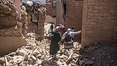Následky zemětřesení ve vesnici Moulay Brahim nedaleko Marrákeše (9. září 2023)