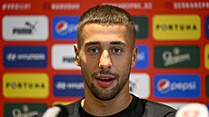 Ondej Lingr bhem tiskové konference ped záijovým reprezentaním srazem.