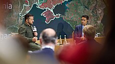 Ukrajinský prezident Volodymyr Zelenskyj na bezpečnostní konferenci v Kyjevě....