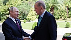 Ruský diktátor Vladimir Putin přivítal v Soči tureckého prezidenta Recepa...