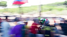 Ital Filippo Ganna b�hem desáté etapy Vuelty 2023.